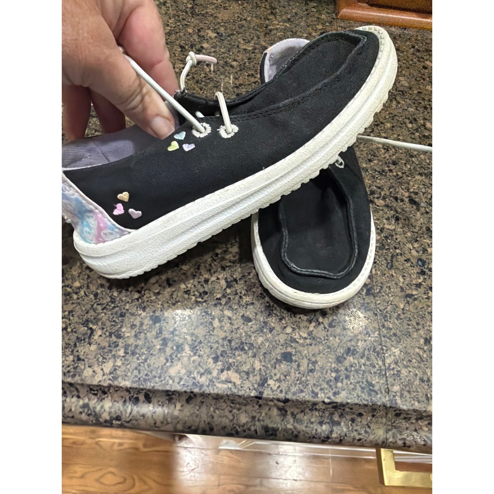 Hey Dude Wendy Youth Sweet Treat Black Multi Heart Tie Dye Loafers C12 42879-0C4